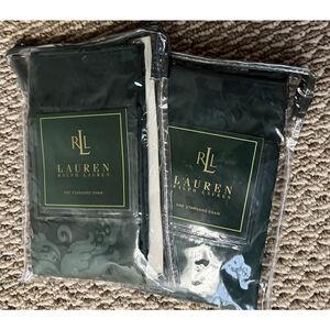 Ralph Lauren Greycliff Jacquard Hunter Green Standard Pillow Shams 2 Shams New